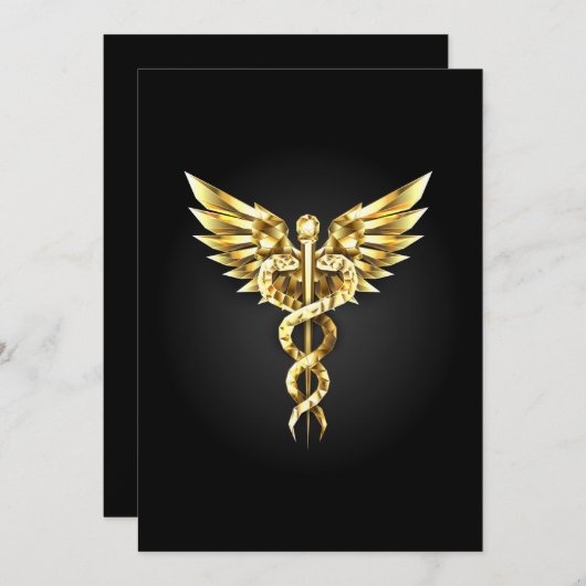 Faire-part Symbole Polygonal Or Caduceus (Devant / Derrière)
