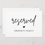 Faire-part Symbole Réservé de la famille de Mariage Groom mod (Devant / Derrière)