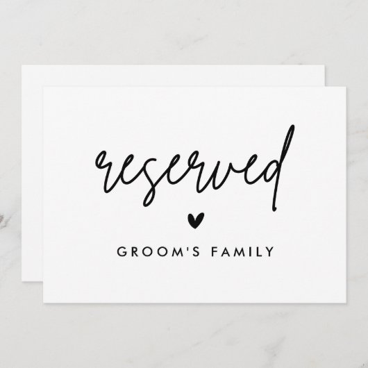 Faire-part Symbole Réservé de la famille de Mariage Groom mod (Devant / Derrière)