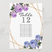Faire-part Table Géométrique Florale Violet avec Paillettes D (Dos)