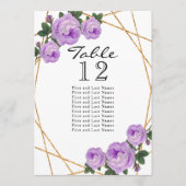 Faire-part Table Géométrique Florale Violet avec Paillettes D (Devant)