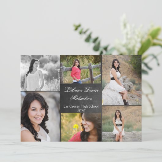 Faire-part Tableau noir 5x7 Tableau noir Senior (Debout devant)