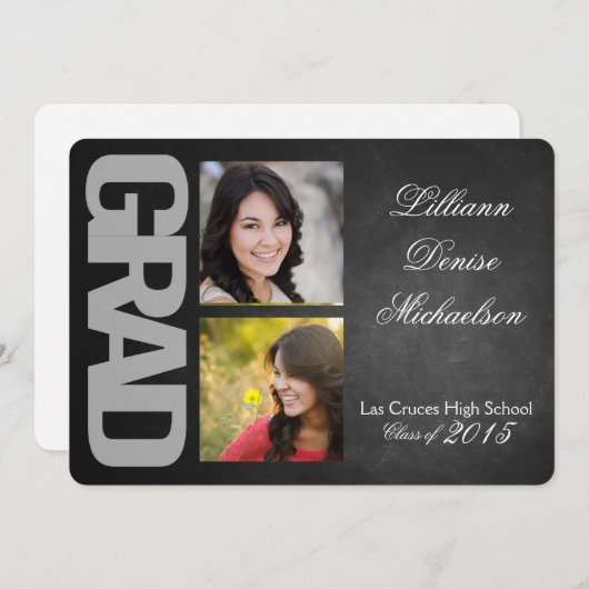 Faire-part Tableau noir 5x7 Tableau noir Senior (Devant / Derrière)