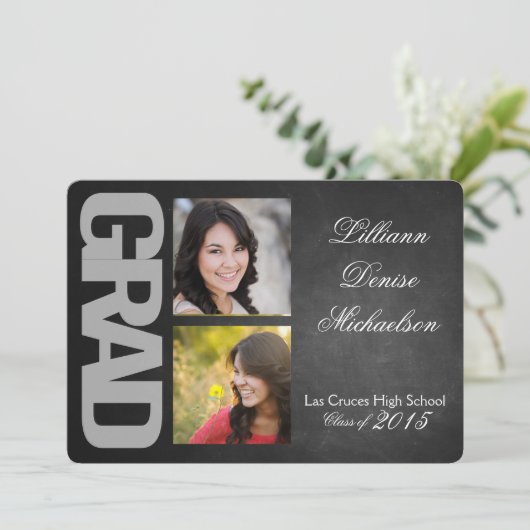 Faire-part Tableau noir 5x7 Tableau noir Senior (Debout devant)