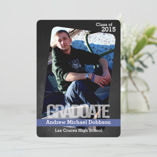 Faire-part Tableau noir 5x7 Tableau noir Senior (Debout devant)