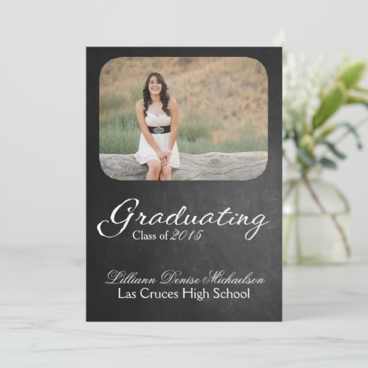 Faire-part Tableau noir 5x7 Tableau noir Senior (Debout devant)