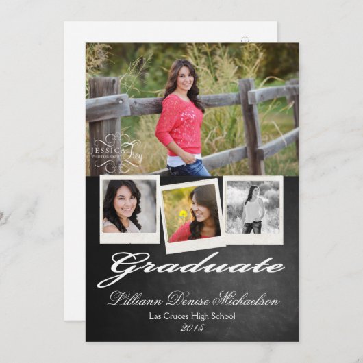 Faire-part Tableau noir 5x7 Tableau noir Senior (Devant / Derrière)