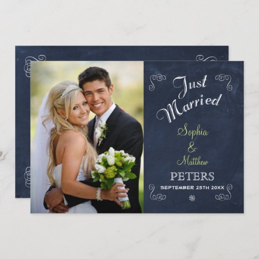 Faire-part Tableau noir tendance | Photo | Marié (Devant / Derrière)