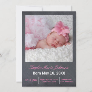 Faire-part Tableau rose - Annonce de naissance
