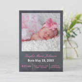 Faire-part Tableau rose - Annonce de naissance (Debout devant)