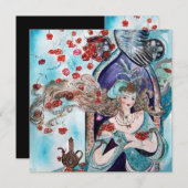 Faire-part TAILLE DE FOIRE TURQUE, bleu clair bleu blanc noir (Devant / Derrière)