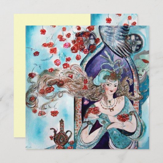 Faire-part TAILLE DE FOIRE TURQUE, bleu clair crème blanche (Devant / Derrière)