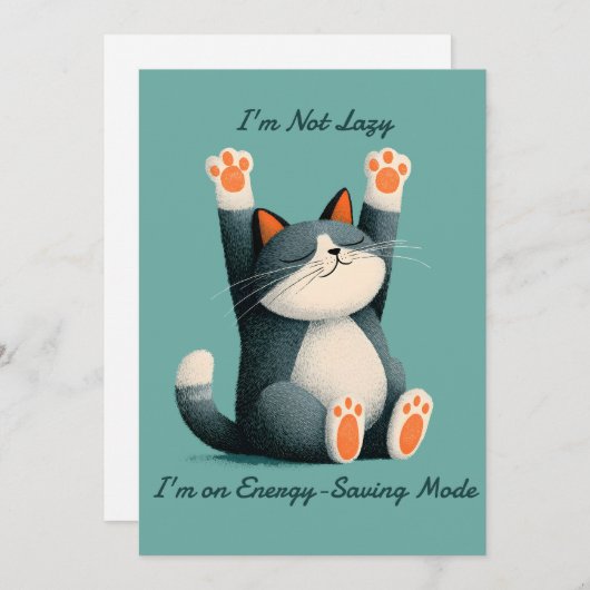 Faire-part Taker Nap Professionnel Drôle Chat Dormir (Devant / Derrière)