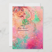 Faire-part TALE DE FOIRE TURQUE, étincelant rose bleu vif (Dos)