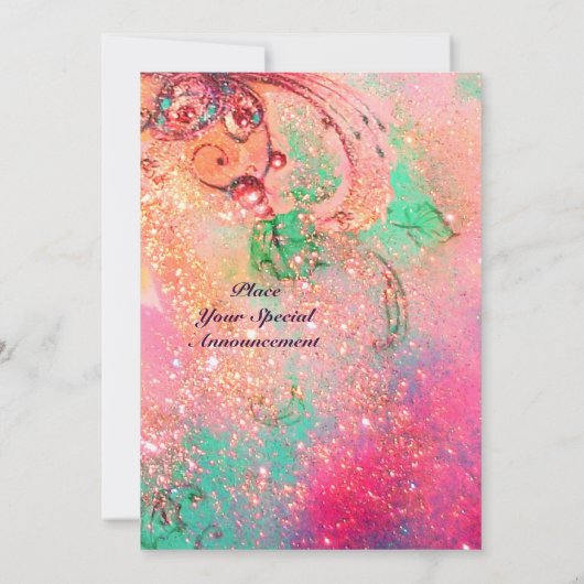 Faire-part TALE DE FOIRE TURQUE, étincelant rose bleu vif (Dos)