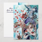 Faire-part TALE DE FOIRE TURQUE, rouge vif bleu blanc brillan (Devant / Derrière)