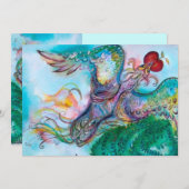 Faire-part TALE DE FOYER TURQUE / PHOENIX AVEC POMME, bleu (Devant / Derrière)