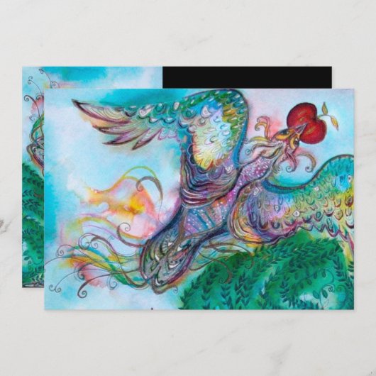 Faire-part TALE DE FOYER TURQUE / PHOENIX AVEC POMME, noir (Devant / Derrière)