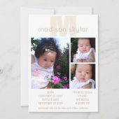 Faire-part Tan Monogram Simple Adoption 3 Photo Collage (Devant)