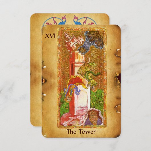 FAIRE-PART TAROTS ANCIENS RENAISSANCE 16 / LA TOUR (Devant / Derrière)