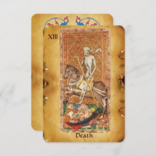 FAIRE-PART TAROTS DE RENAISSANCE ANTIQUE 13 / MORT (Devant / Derrière)