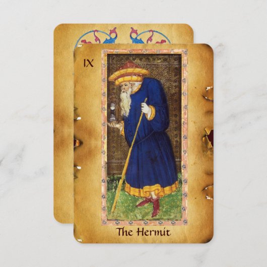 FAIRE-PART TAROTS DE RENAISSANCE ANTIQUE 9 / L'HERMIT (Devant / Derrière)