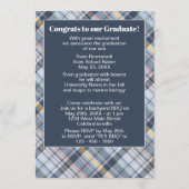 Faire-part Tartan gris bleu Plaid Graduation (Dos)