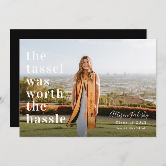 Faire-part Tassel valait la peine d'être diplômé Hassle Photo (Devant / Derrière)