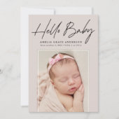 Faire-part Taupe Hello Baby 2 Photo Naissance (Devant)