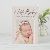 Faire-part Taupe Hello Baby 2 Photo Naissance (Debout devant)