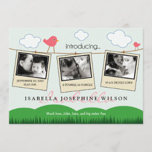 Faire-part {TBA} Annonce de naissance sur une corde à linge