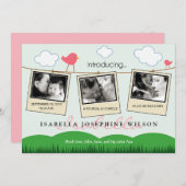 Faire-part {TBA} Annonce de naissance sur une corde à linge (Devant / Derrière)