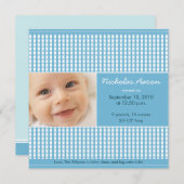 Faire-part {TBA} Précieux Gingham (bleu) Annonce de naissance (Devant / Derrière)