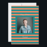 Faire-part Teal Coral High School Grad Announcement Card<br><div class="desc">Part of Grad Collection - Add your custom matching envelope, stickers, and more Announce your graduate’s achievement with this retro and preppy graduation announcement card. Featuring a modern photo layout and clean typography, this design is perfect for high school graduates celebrating the Class of 2026. Fully customizable with your own...</div>