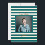 Faire-part Teal Cream Preppy High School Photo Grad Cards<br><div class="desc">Part of Grad Collection - Add your custom matching envelope, stickers, and more Announce your graduate’s achievement with this retro and preppy graduation announcement card. Featuring a modern photo layout and clean typography, this design is perfect for high school graduates celebrating the Class of 2026. Fully customizable with your own...</div>