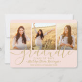 Faire-part Téléchargeable 4 Photos Remise de diplôme Rose Pou (Devant)