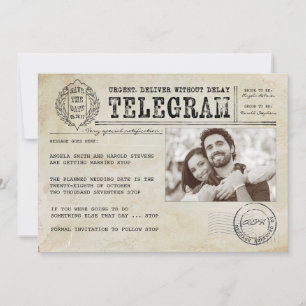 Faire-part Telegram vintage Vieux âge Enregistrer la photo de