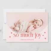 Faire-part Tellement de joie Pink Holiday bébé photo naissanc (Devant)