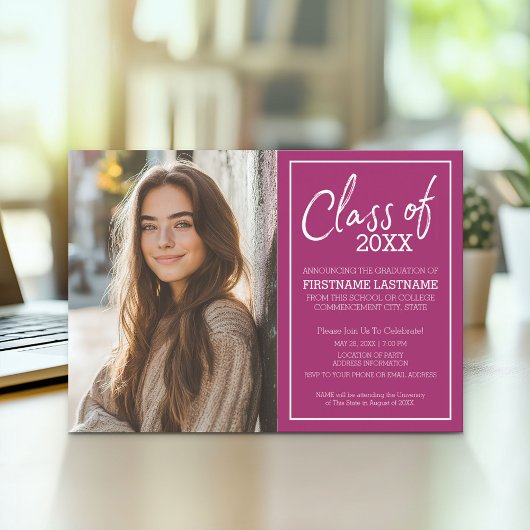 Faire-part tendance Berry Polka Graduation Party