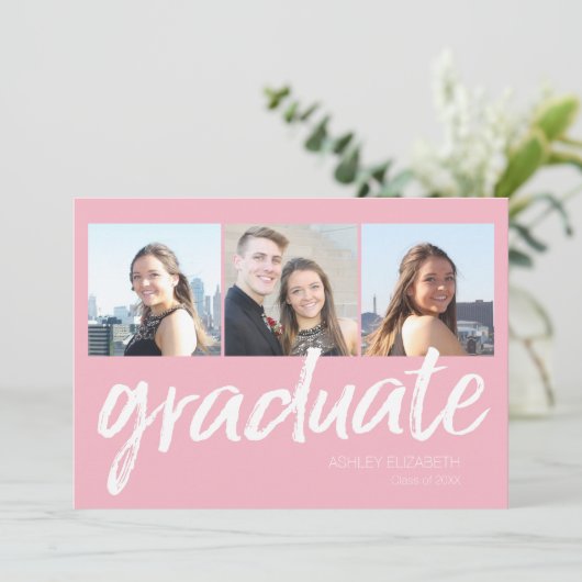 Faire-part tendance de la fête des diplômés avec 6 (Debout devant)