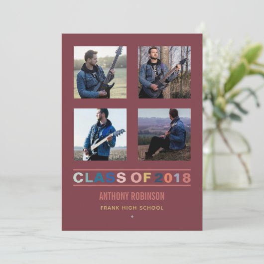 Faire-part Tendances des couleurs 2018 Graduation Photo Colla (Debout devant)