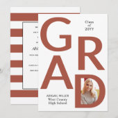 Faire-part Teracotta GRAD Class of 2025 photo graduation (Devant / Derrière)