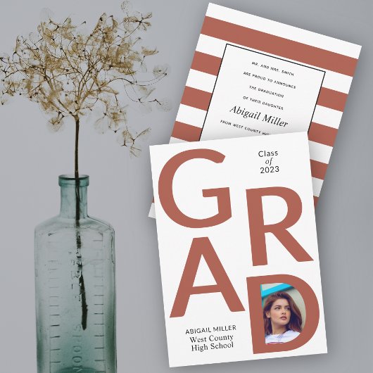 Faire-part Teracotta GRAD Class of 2025 photo graduation