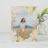 Faire-part Terracotta Boho Pampas Bronze Photo Graduation (Debout devant)