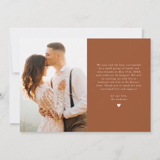 Faire-part Terracotta Newlyweds Multi Photo Mariage (Dos)