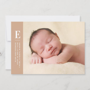 Faire-part Terracotta Simple Monogramme Photo Naissance