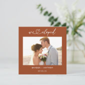 Faire-part Terracotta We Eloped Photo Heart Script Mariage (Debout devant)