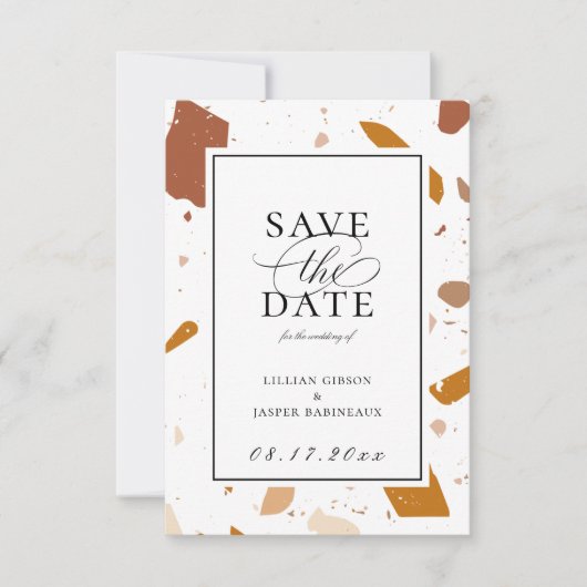 Faire-part Terrazzo Terrazzo Motif Enregistrer la date (Devant)