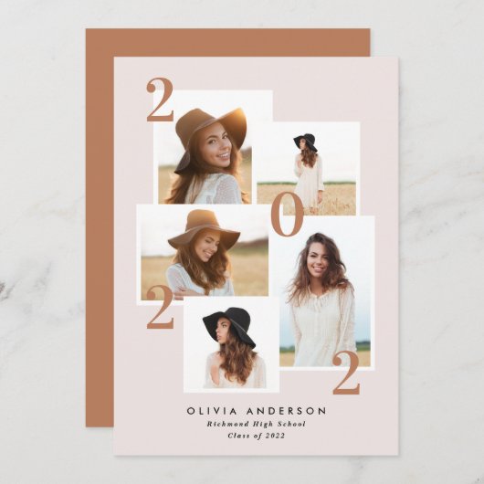 Faire-part Terre cuite géométrique multiphoto moderne (Devant / Derrière)