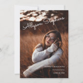 Faire-part Texte blanc de script élégant Photo de remise de d (Devant)